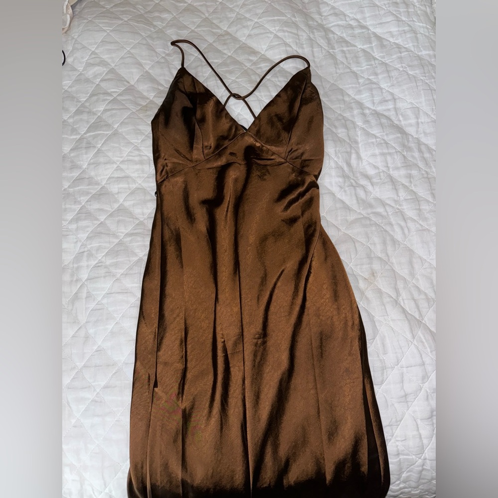 Brown silk dress
